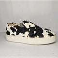 Very Volatile Women's Size 7.5 Normande Sneakers Black White Cow Print Real Fur