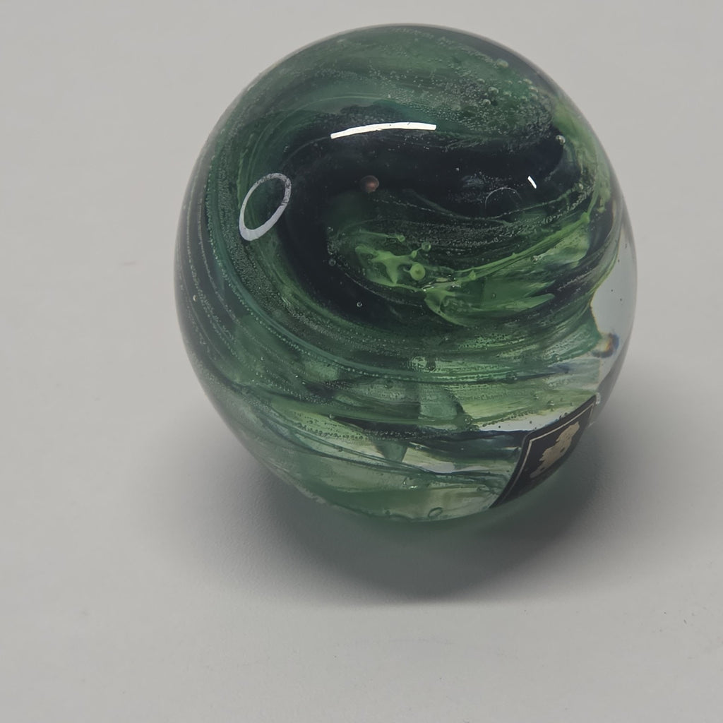 Vintage Kerry Irish Art Glass Paperweight Green Swirl Irish 2" Made In Ireland