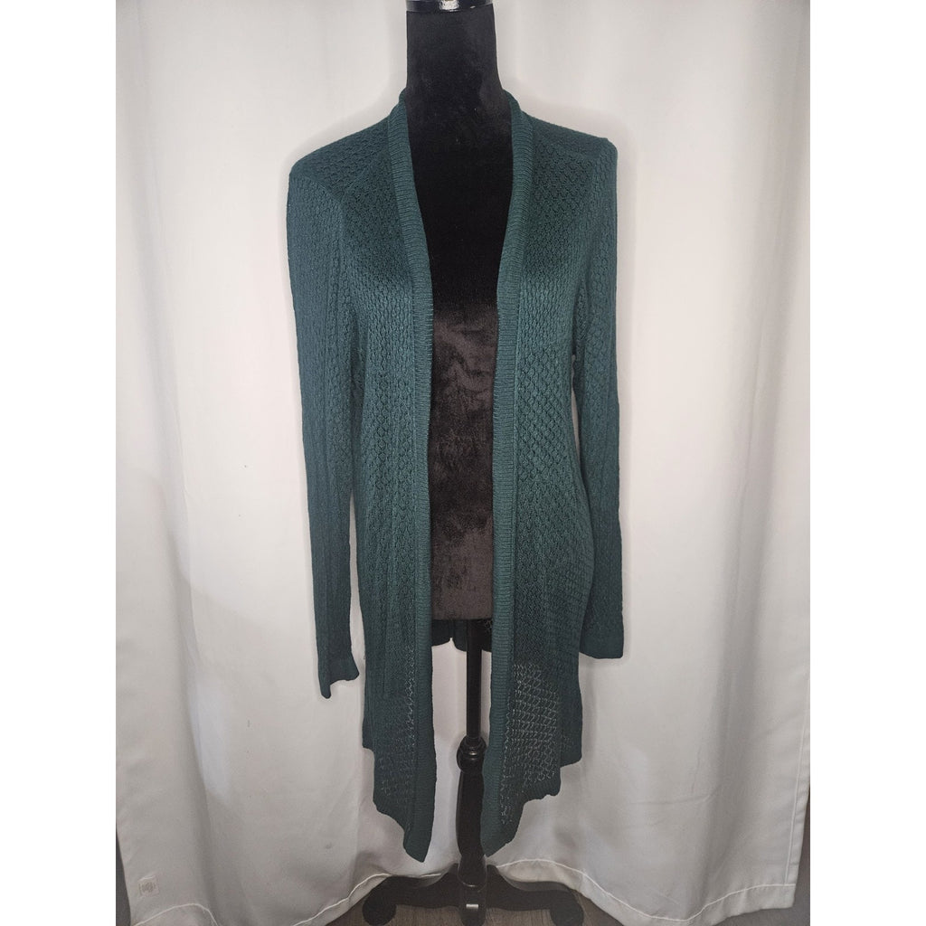 Torrid Cardigan Sweater Open Knit Long Sleeve Sheer Forest Green Plus Size 2X