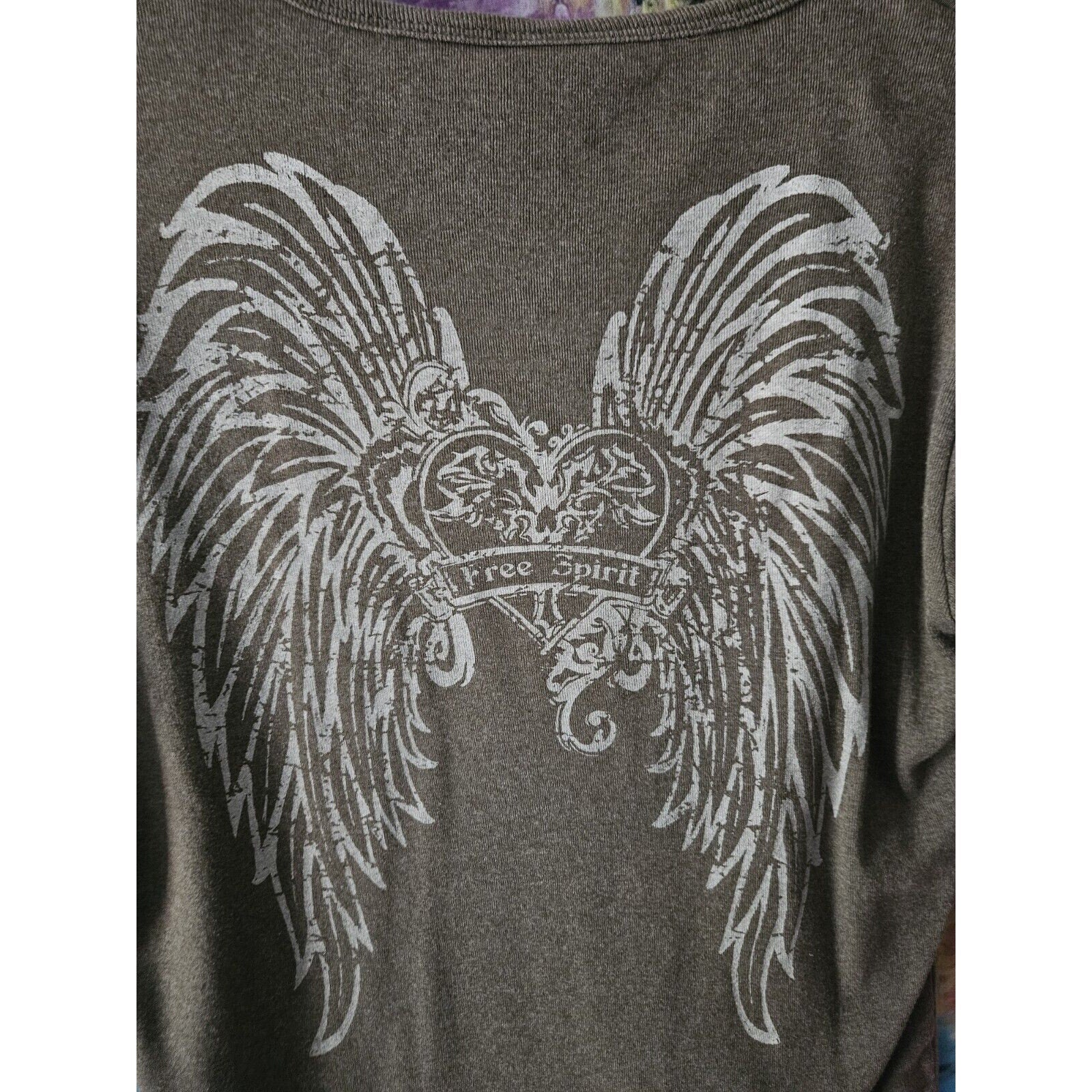 Harley Davidson Green Wings "Free Spirit" T Shirt Large Biker Y2K Motorcycle