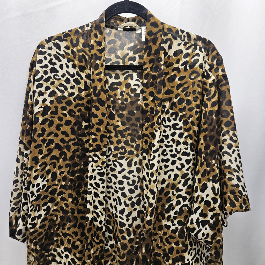 Vtg Y2K Secret Treasures Women's Sleepwear Kimono Robe Animal Print Size Large