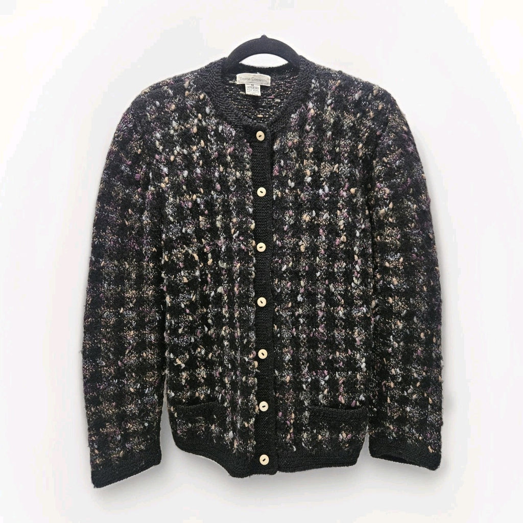 Vtg South Wool Pure Virgin Wool Handknitted Cardigan Sweater Sz M Made Uruguay