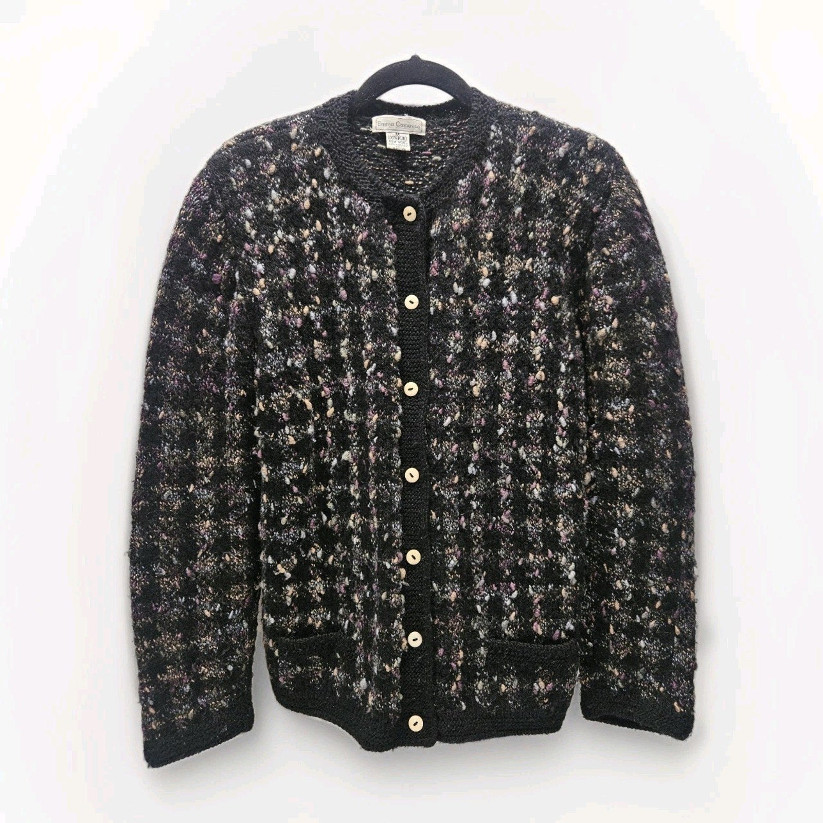 Vtg South Wool Pure Virgin Wool Handknitted Cardigan Sweater Sz M Made Uruguay