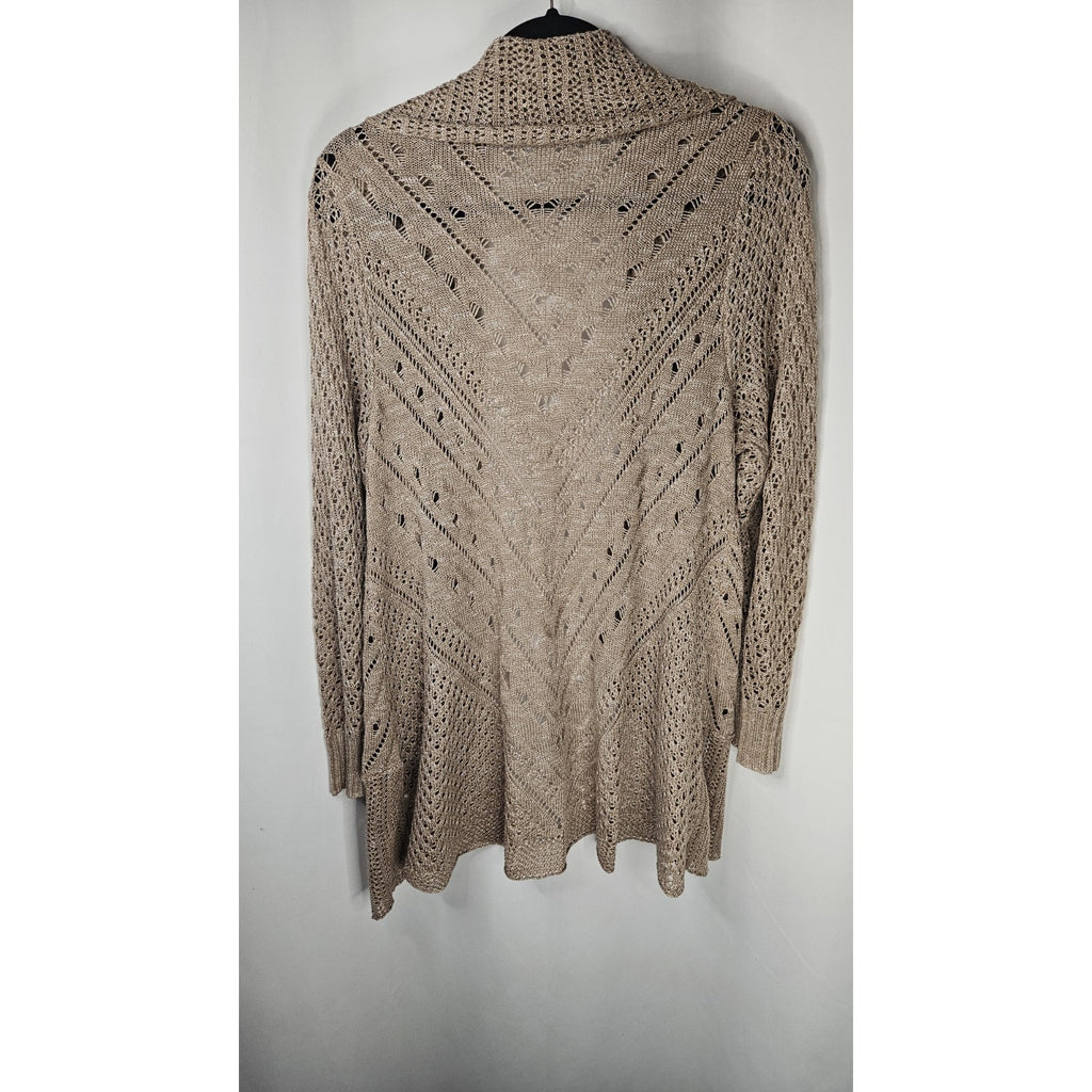 Torrid Long Open Stitch Open Front Cardigan Size 0 Large Lightweight Beige