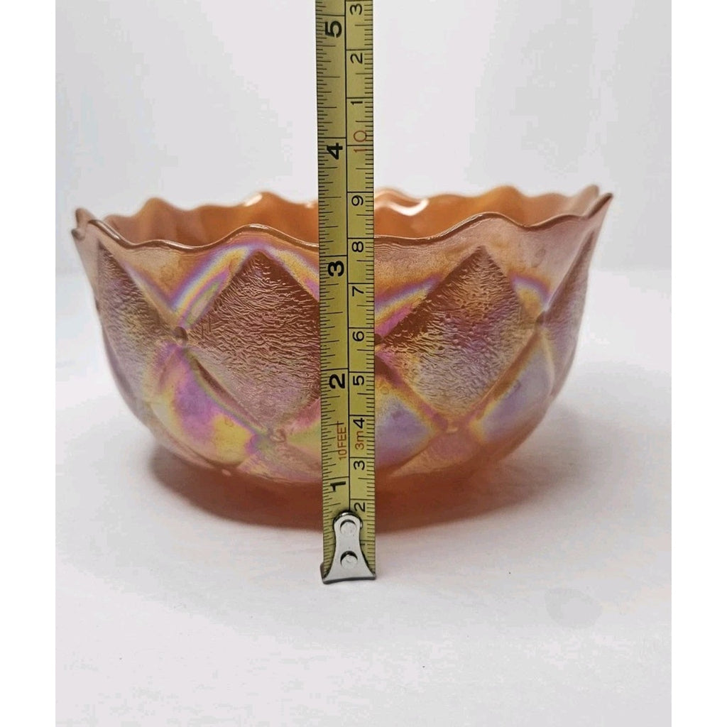 Vintage Fenton Marigold Carnival Glass 6 3/4" Bowl Diamond Quilted Pattern