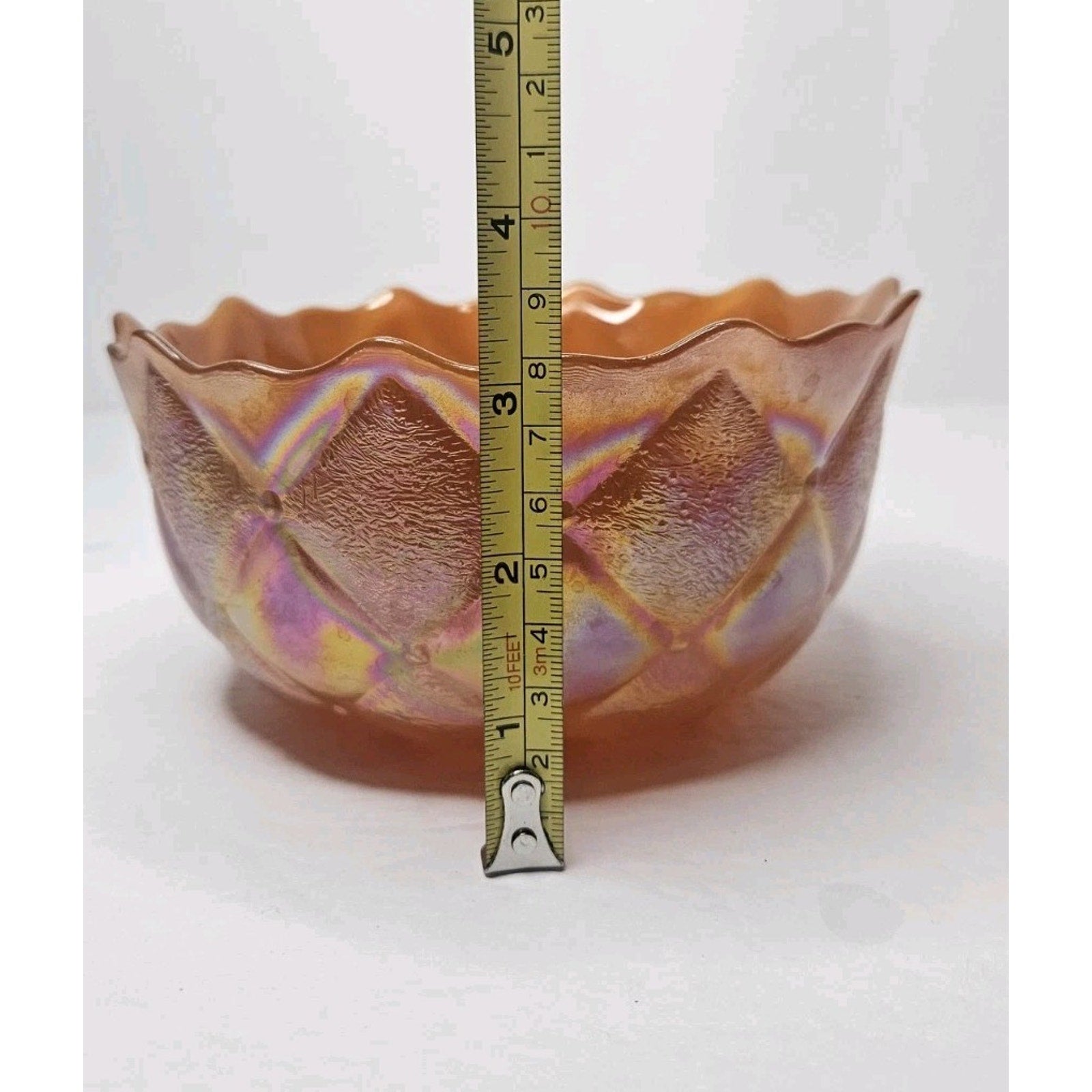 Vintage Fenton Marigold Carnival Glass 6 3/4" Bowl Diamond Quilted Pattern