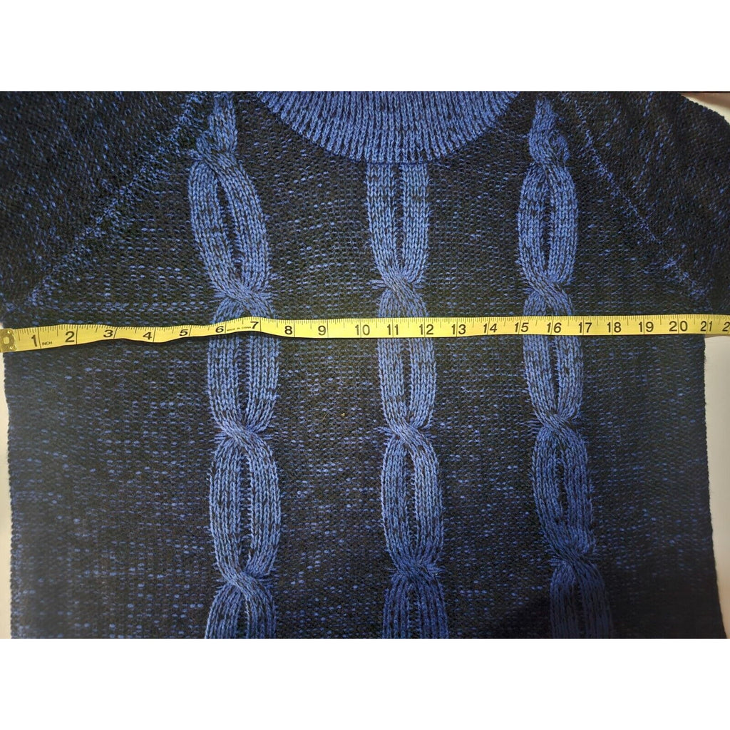 Notations Blue Black Knit Cowl Neck Midi Sweater 3/4 Sleeves XL