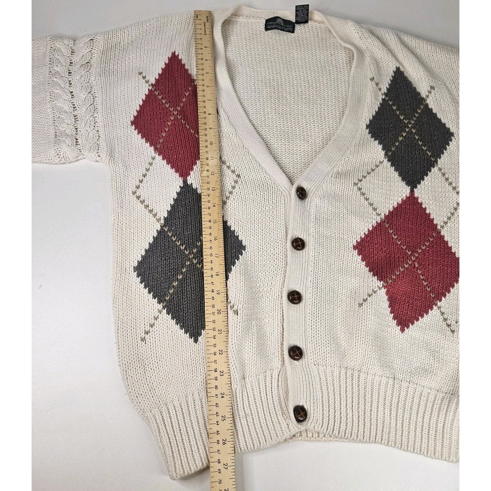 Structure Vntage Ivory Chunky Knit Sweater Cardigan Large Oversized Cottage