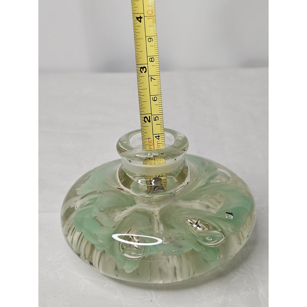 Vintage Glass Candle Holder Flower Claire Paper Weight Mid Century Glass Art