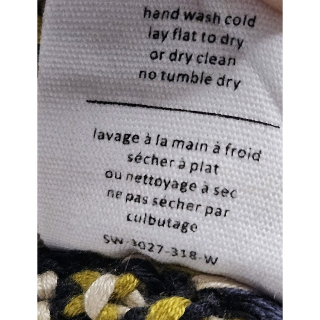 Oak + Fort Knit Crewneck Pullover Sweater Medium Yellow Grey Fisherman Preppy
