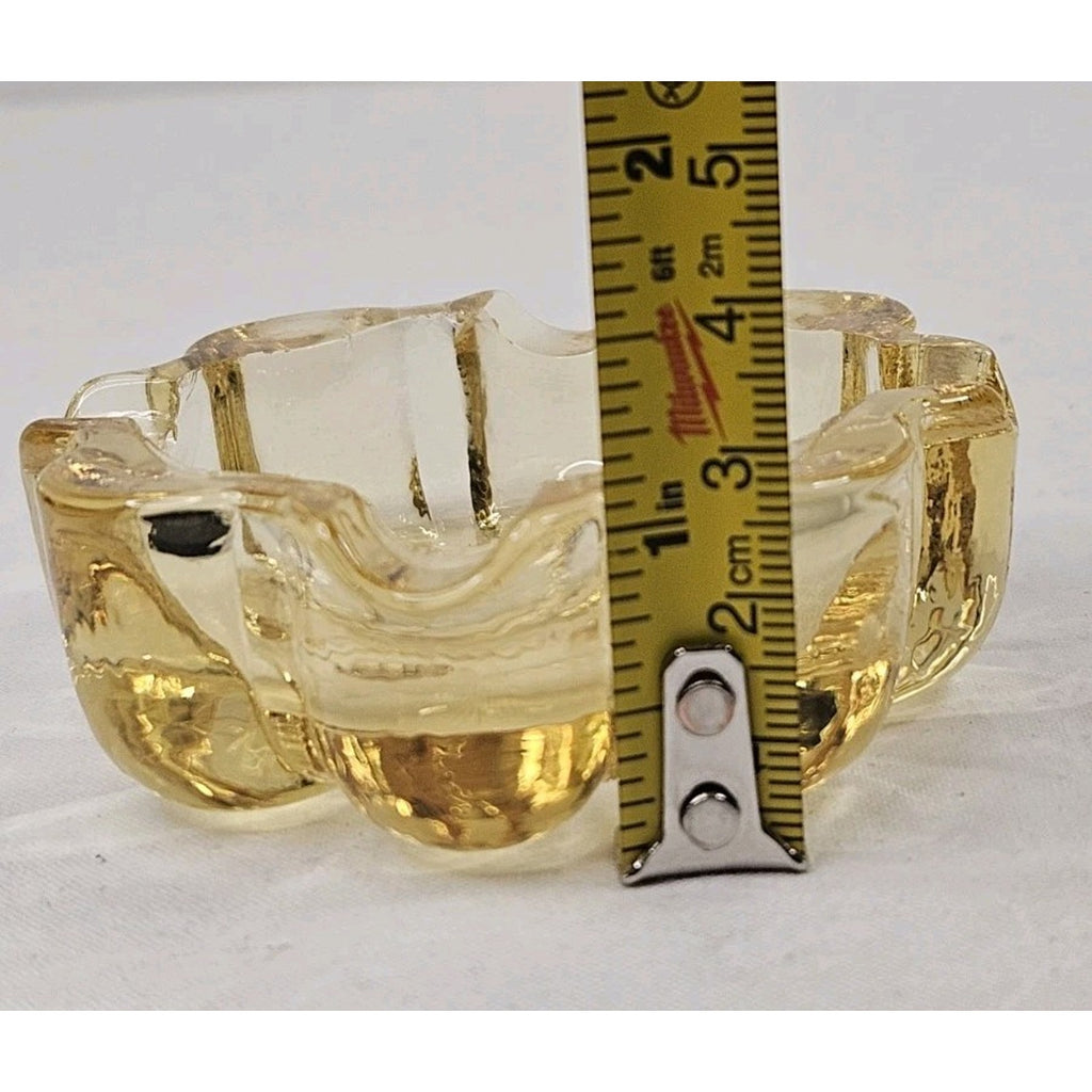 Vintage Fostoria Spool Glass Ashtray Yellow Daisy Flower 3.25" Inch Small