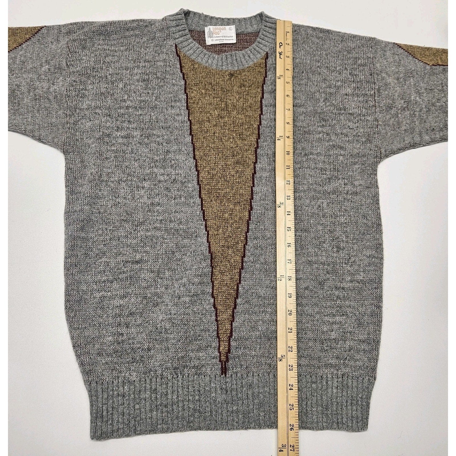 Vintage Men's London Fog Multicolor Print Acrylic Knit Sweater Size Large USA