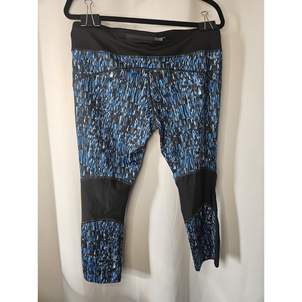 Nike Power Graphic Running Crops Leggings Blue/Black 821777 Women XL