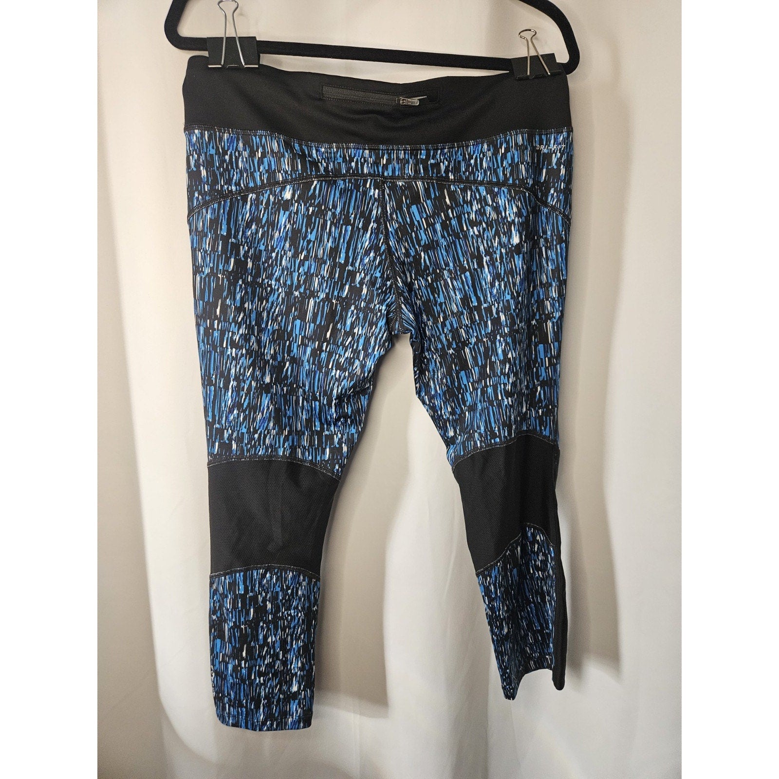 Nike Power Graphic Running Crops Leggings Blue/Black 821777 Women XL