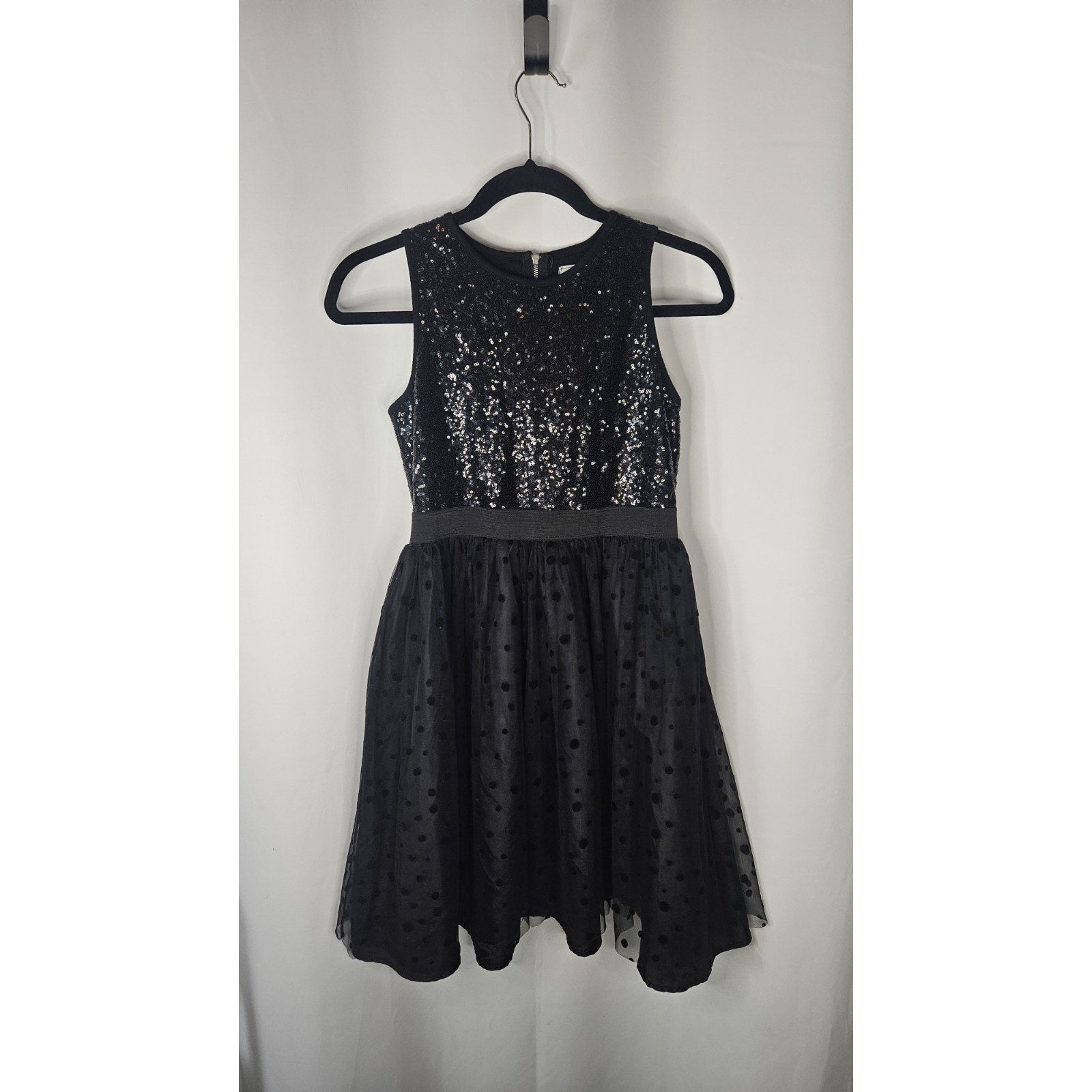 D Signed Disney Black Dress Girls Sequin Party Holiday Large 14-16