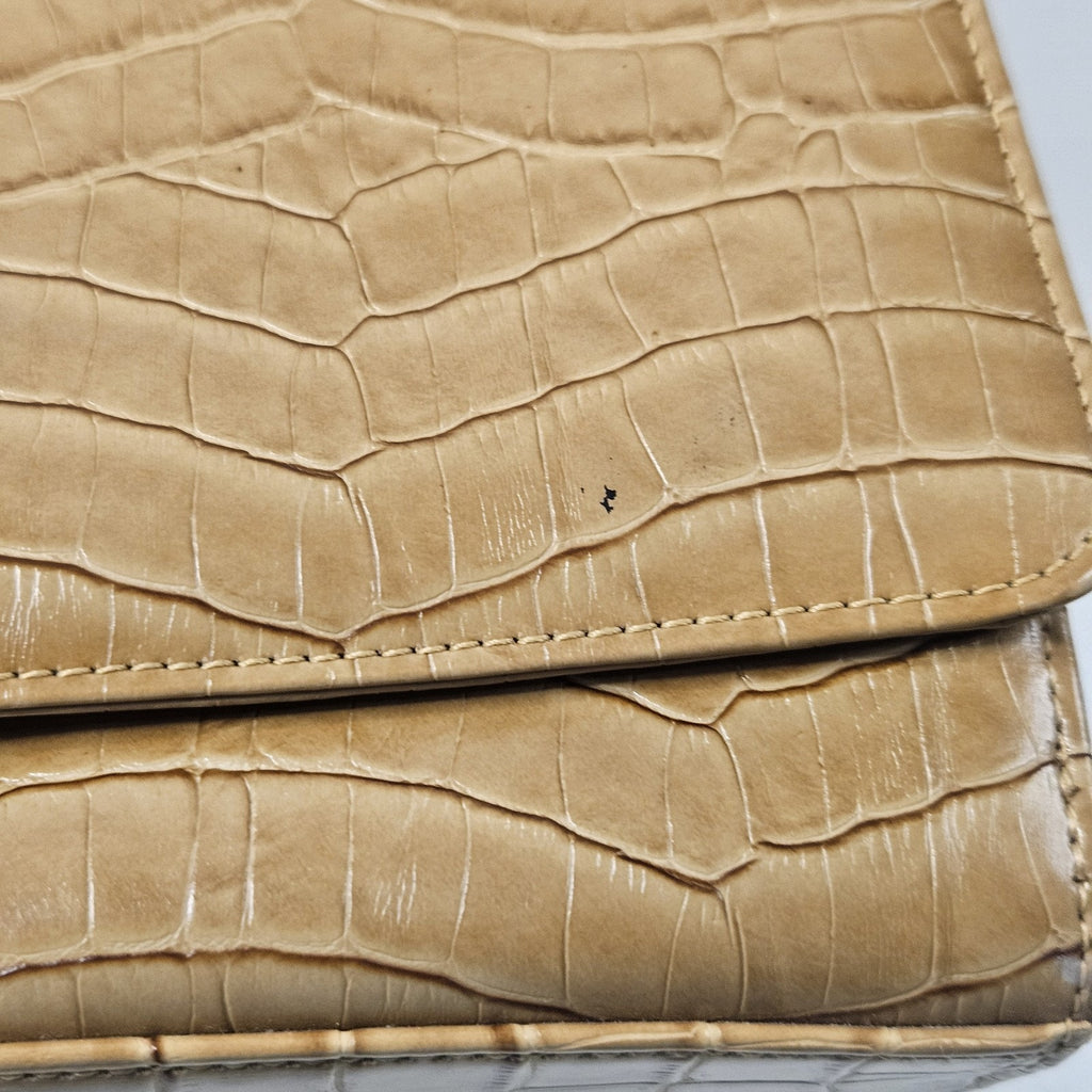 Vintage Liz Claiborne Purse Tan Embossed Faux Crocodile Small Shoulder Purse