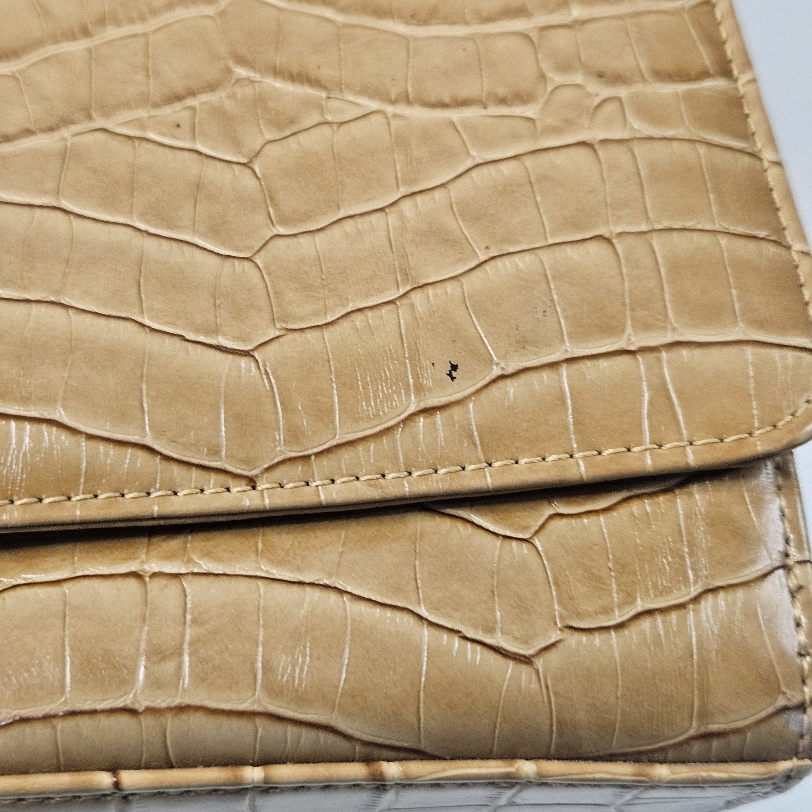 Vintage Liz Claiborne Purse Tan Embossed Faux Crocodile Small Shoulder Purse