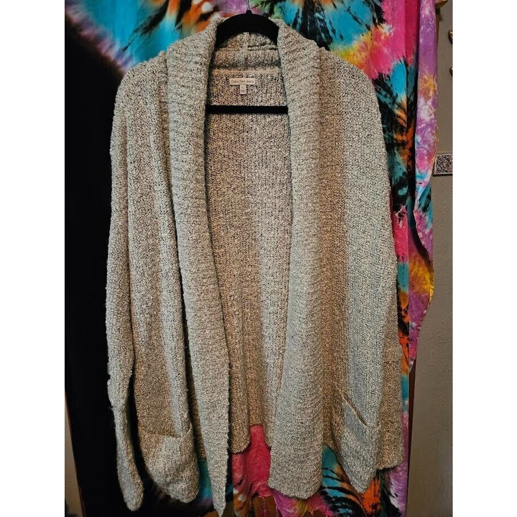 Calvin Klein Jeans Cardigan Sweater Womens XL Grey Wool Blend Pockets