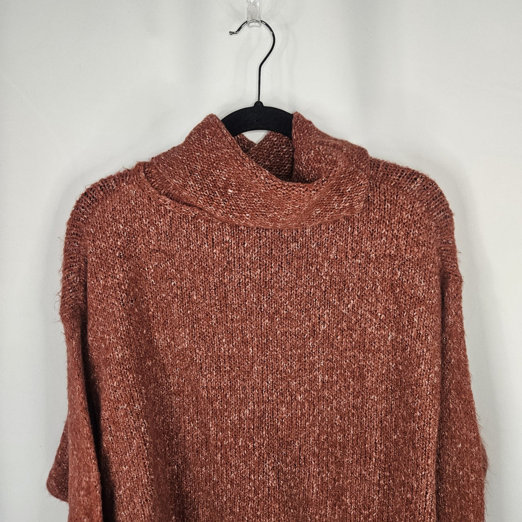 Cowl Neck Oversized Crop Sweater Kori Size M/L Scarlet Flame, Burnt Orange
