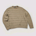 Vtg 100% Cotton Knit Pull Over Sweater Unisex XL Tan Minimalist Preppy Grandpa