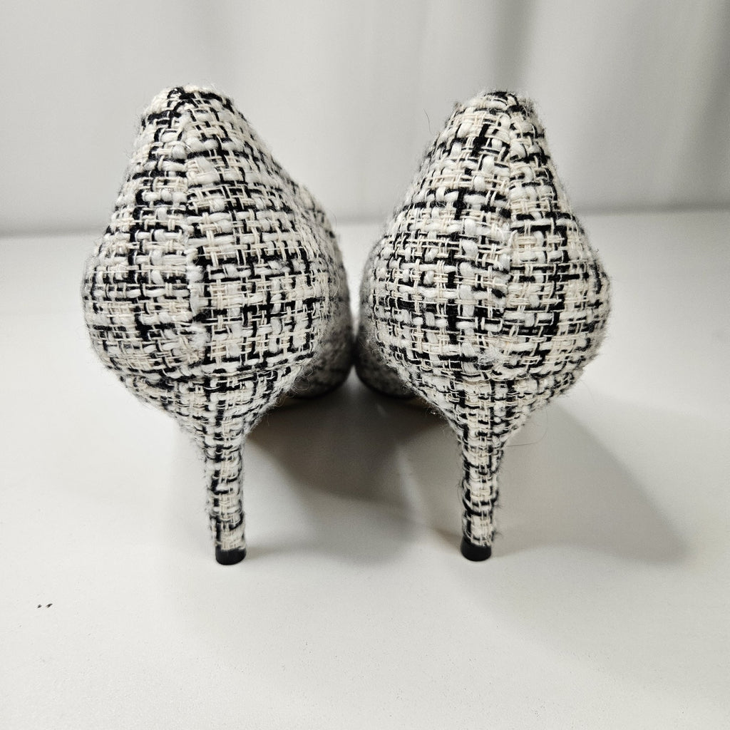 Charles by Charles David Angelica White Black Plaid Pointed Toe Tweed Pump Sz 7