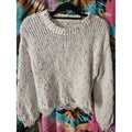 It's Our Time White Confetti Distressed Crop Sweater Medium Soft Chunky Knit