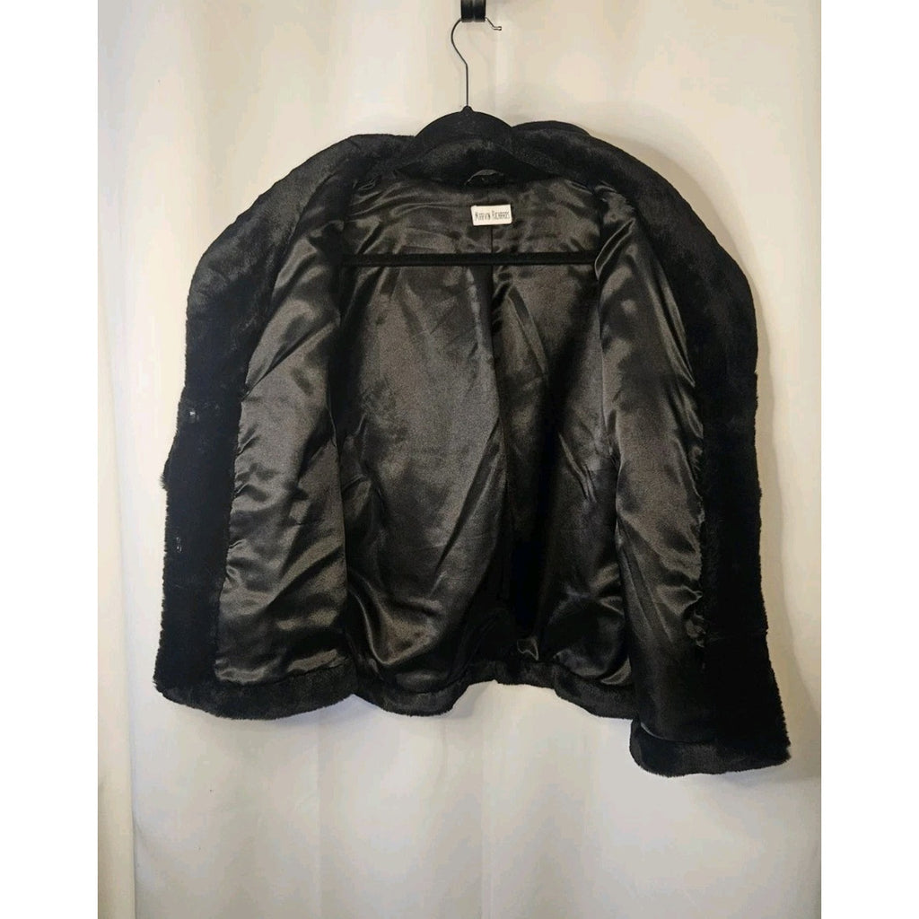 Marvin Richards Vintage Black Cape Swing Jacket Faux Fur Coat One Size Fits Most