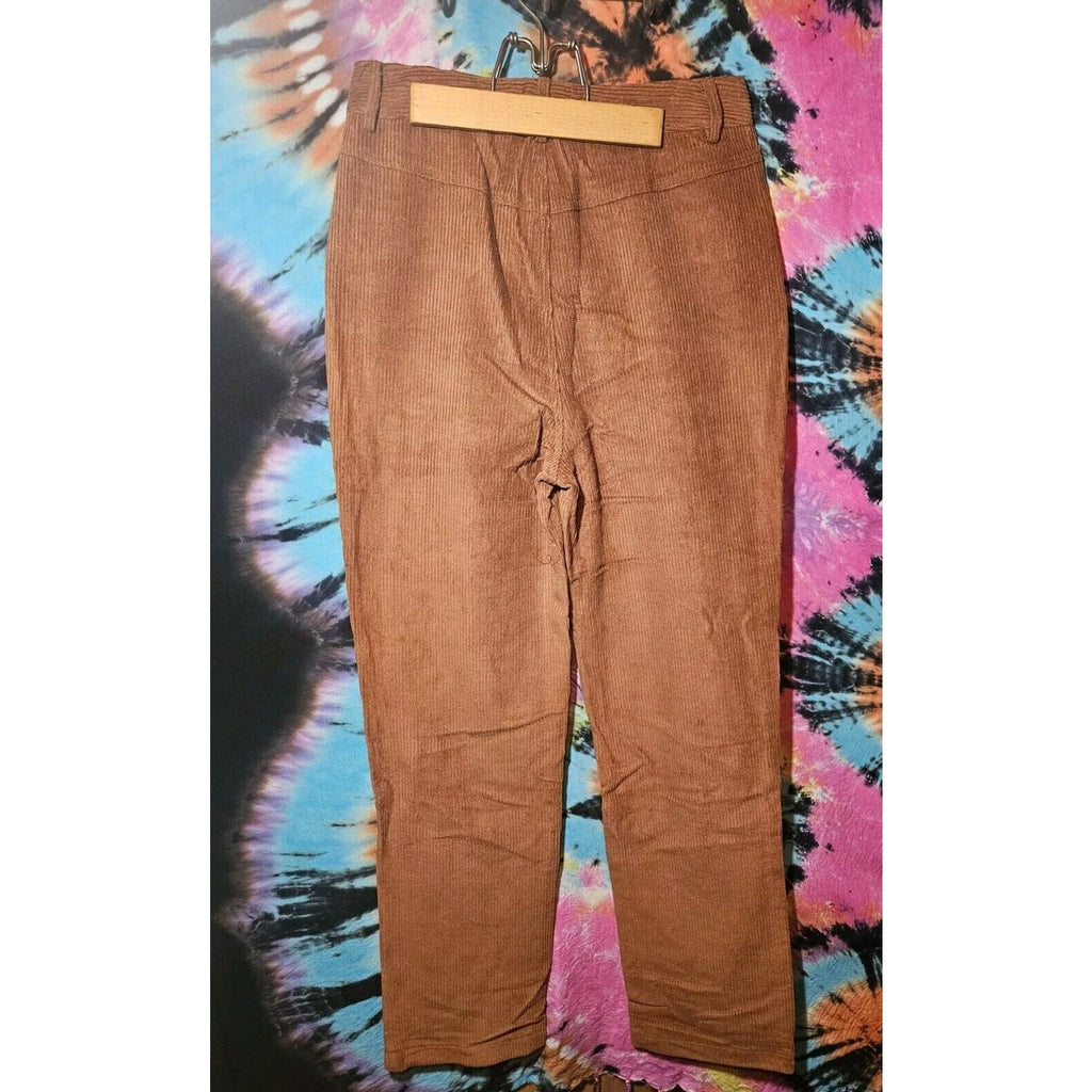 Women's Straight Leg Stretch Corduroy Pants By FFEVER Size Med Medium Camel