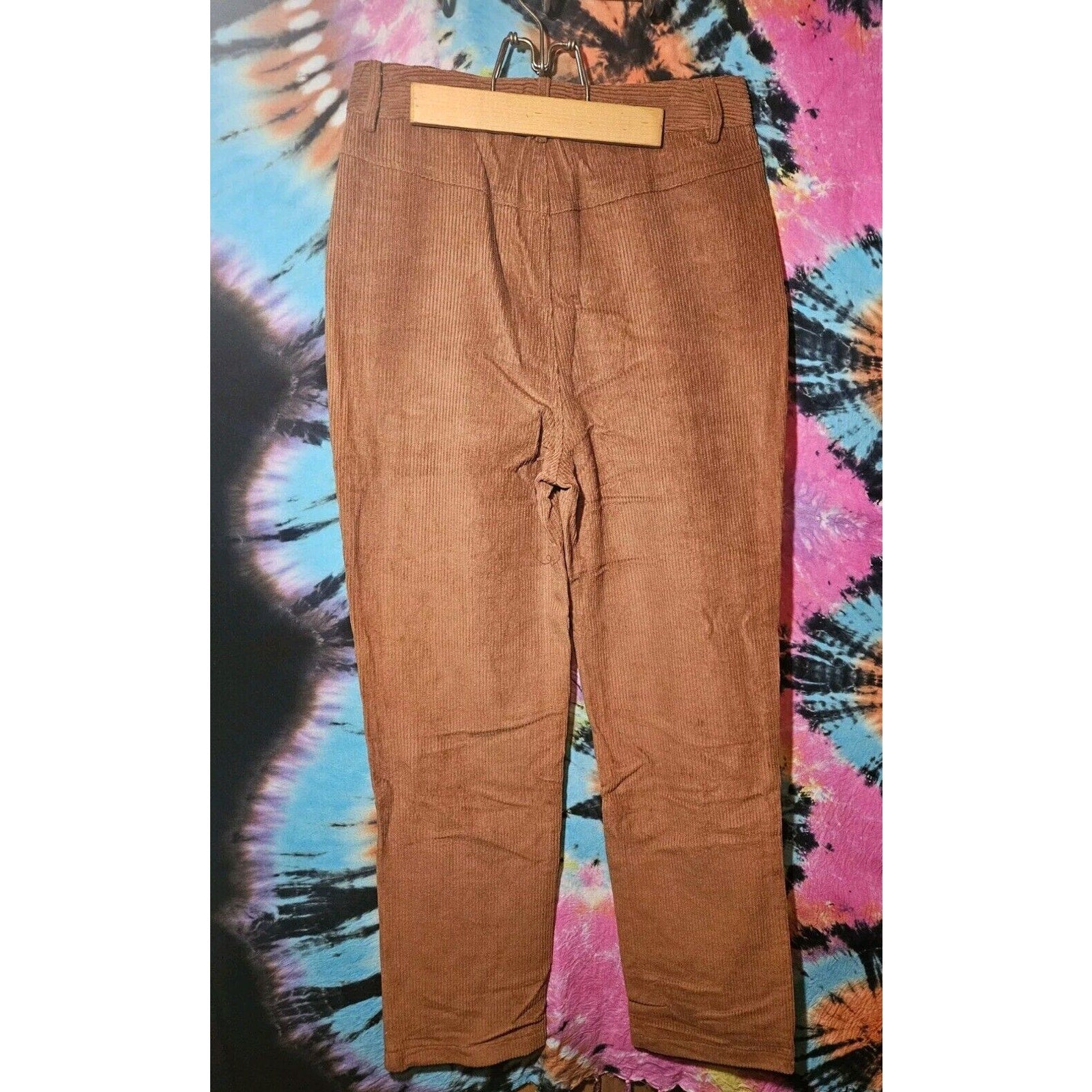 Women's Straight Leg Stretch Corduroy Pants By FFEVER Size Med Medium Camel
