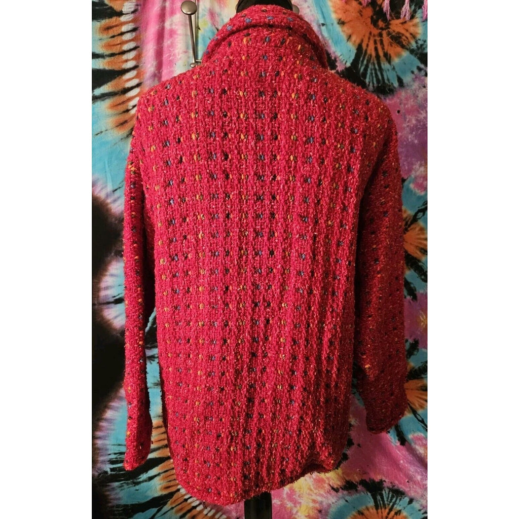 Bolivian Imports By Lucy Red Wool & Cotton Blend Knit Jacket Women's Medium
