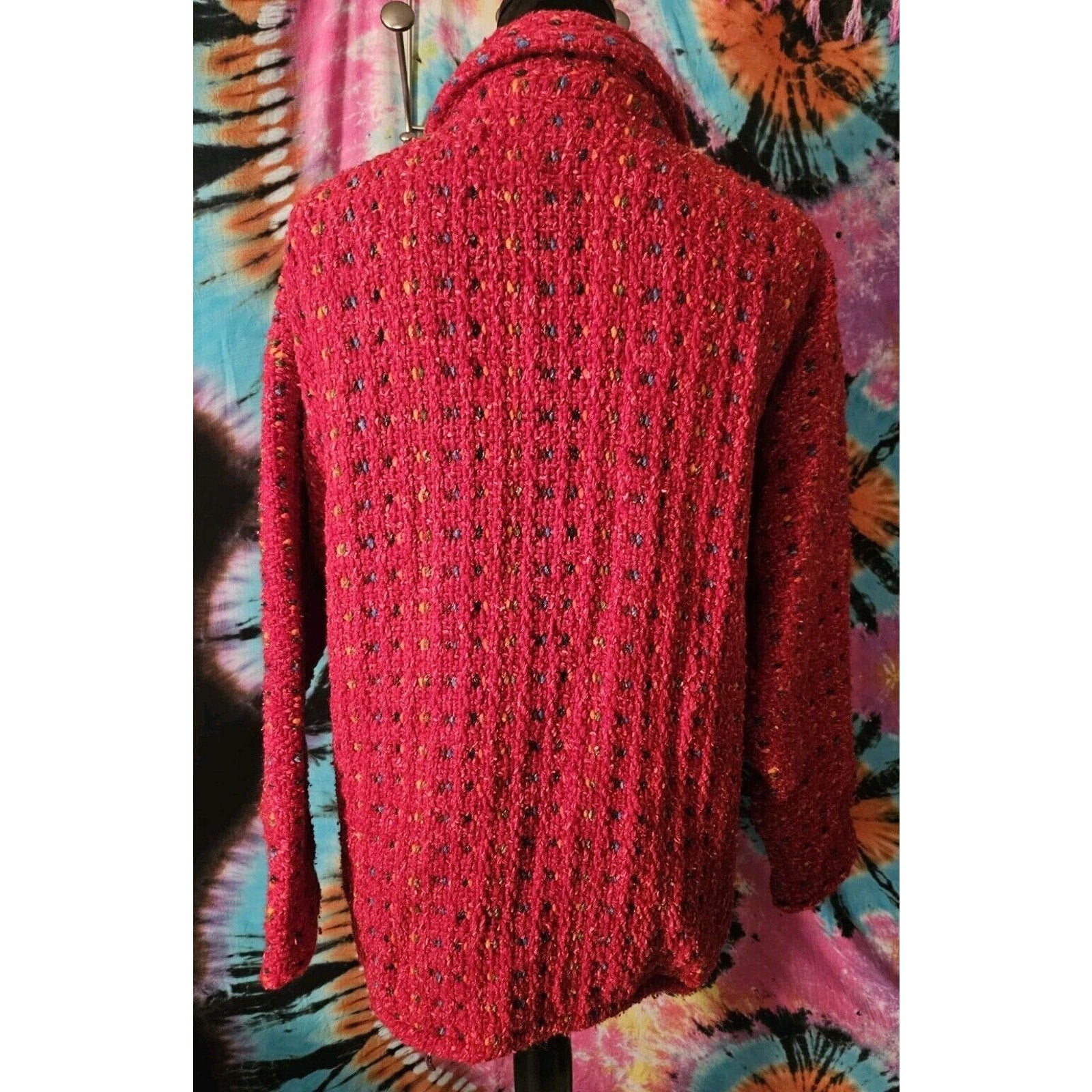 Bolivian Imports By Lucy Red Wool & Cotton Blend Knit Jacket Women's Medium