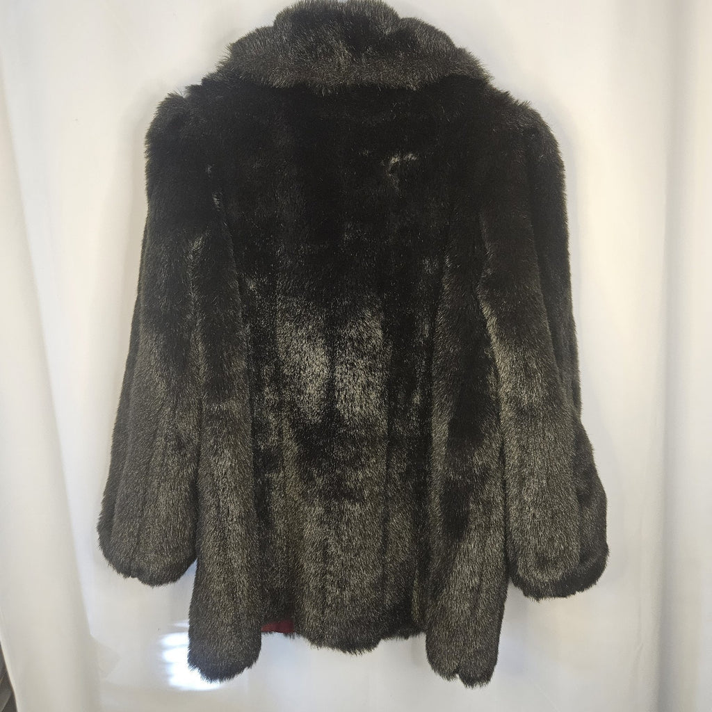Outerlayers Vintage Faux Fur Coat US Made Chocolate Brown Jacket Sz XL Mob Glam