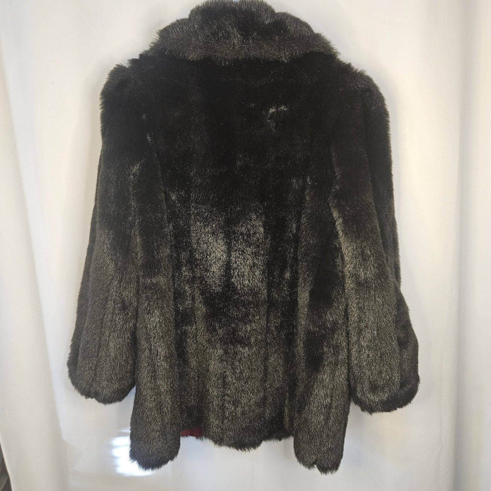 Outerlayers Vintage Faux Fur Coat US Made Chocolate Brown Jacket Sz XL Mob Glam