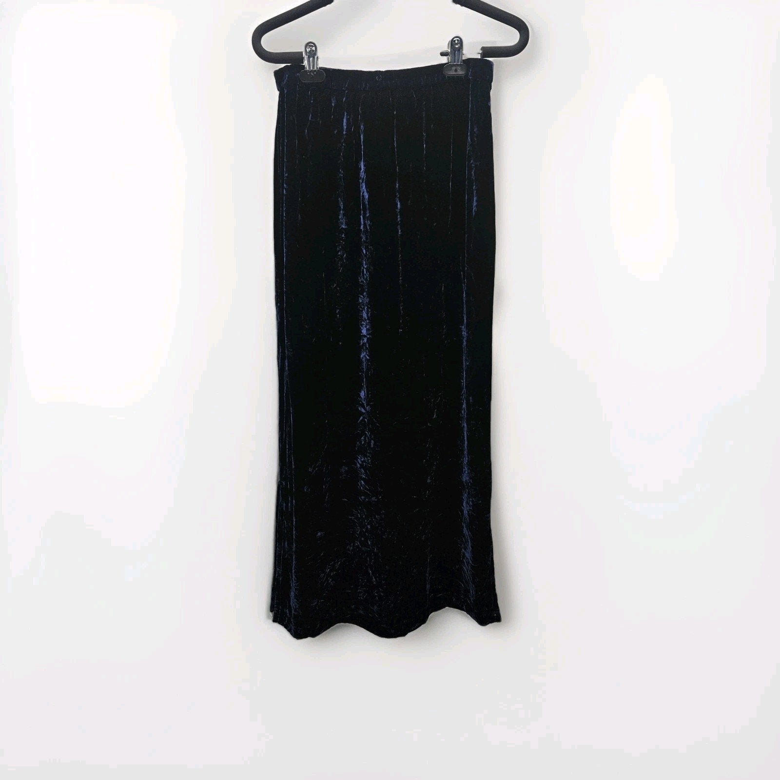 Vtg 90's Women's Velvet Maxi Skirt Navy Blue Small Whimsigoth Gothic Flowy Fairy