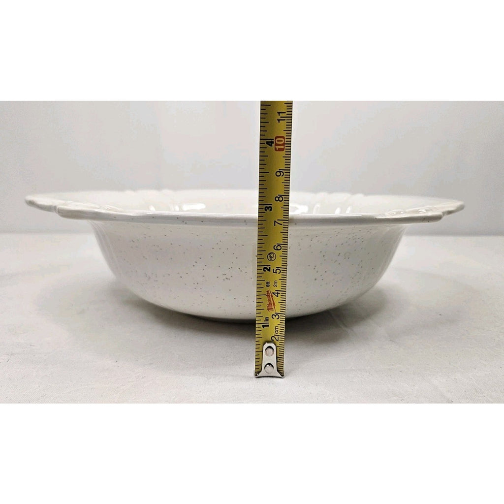 Vintage Treasure Craft Cream Pottery 11" Serving Bowl Lob Handles USA Made