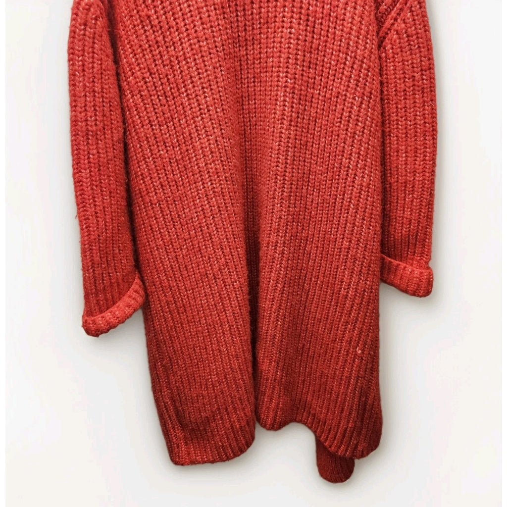 Ciebon Anthropologie Long Chunky Knit Red Cardigan Sweater XL Duster Valentines