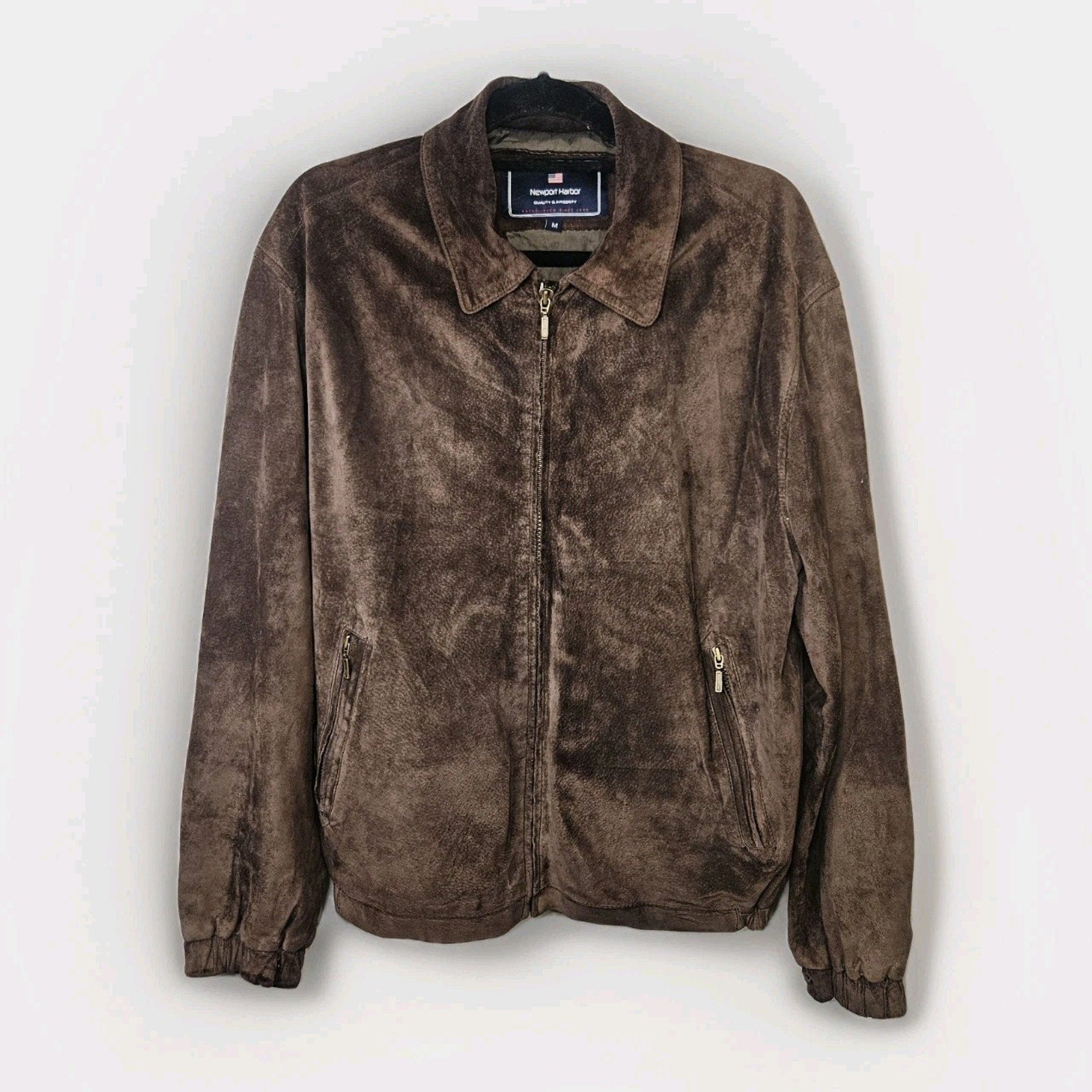 Y2K Vintage Newport Harbor Men's Classic Brown Suede Jacket Medium
