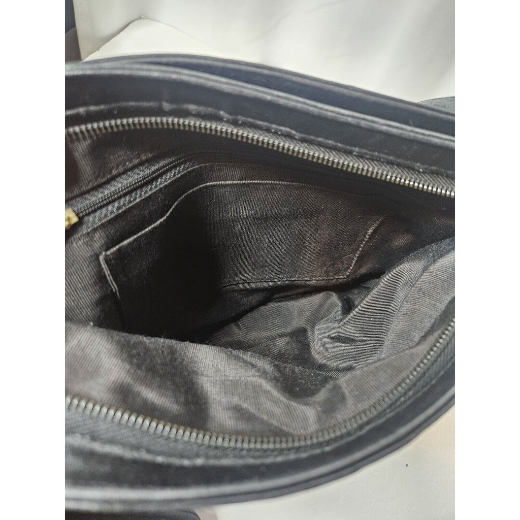 Vintage PALIZZIO Soft Leather Shoulder Bag Handbag Double Zip Coin Purse Black