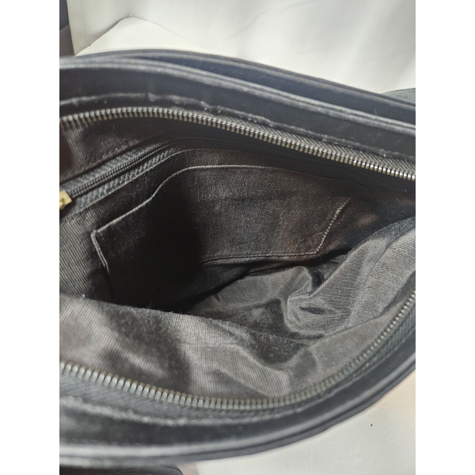 Vintage PALIZZIO Soft Leather Shoulder Bag Handbag Double Zip Coin Purse Black