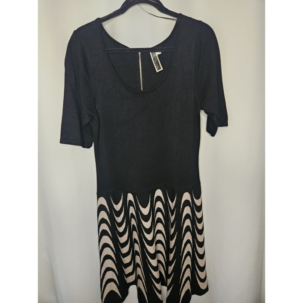 Julian Taylor New York Knit Dress Stretch Black & White Womens Size Large