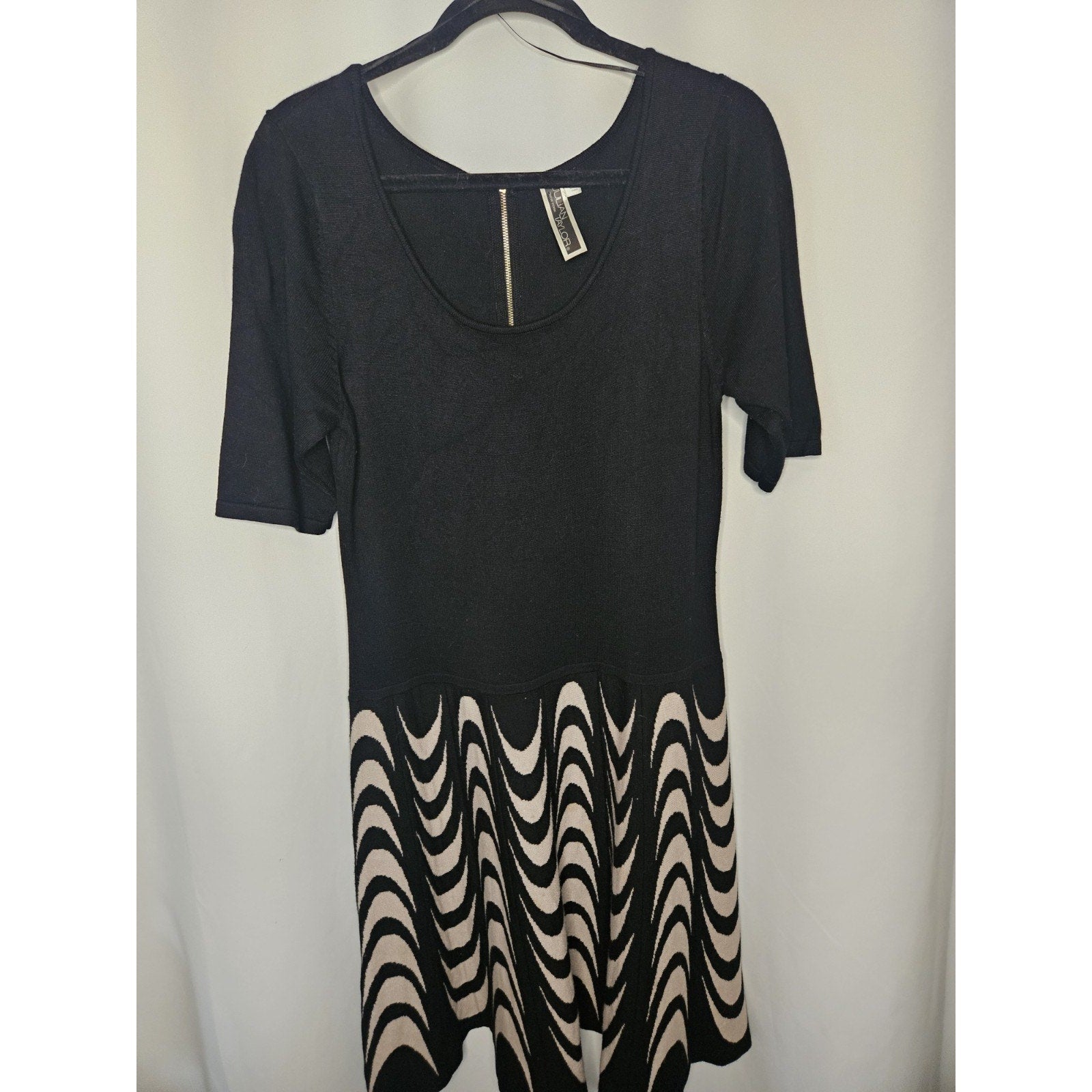 Julian Taylor New York Knit Dress Stretch Black & White Womens Size Large