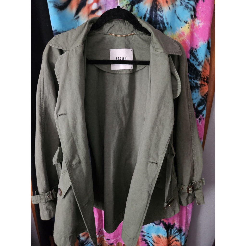 Rare Italian Designer Bazar Deluxe Olive Green Womens Jacket Med Tagila 44