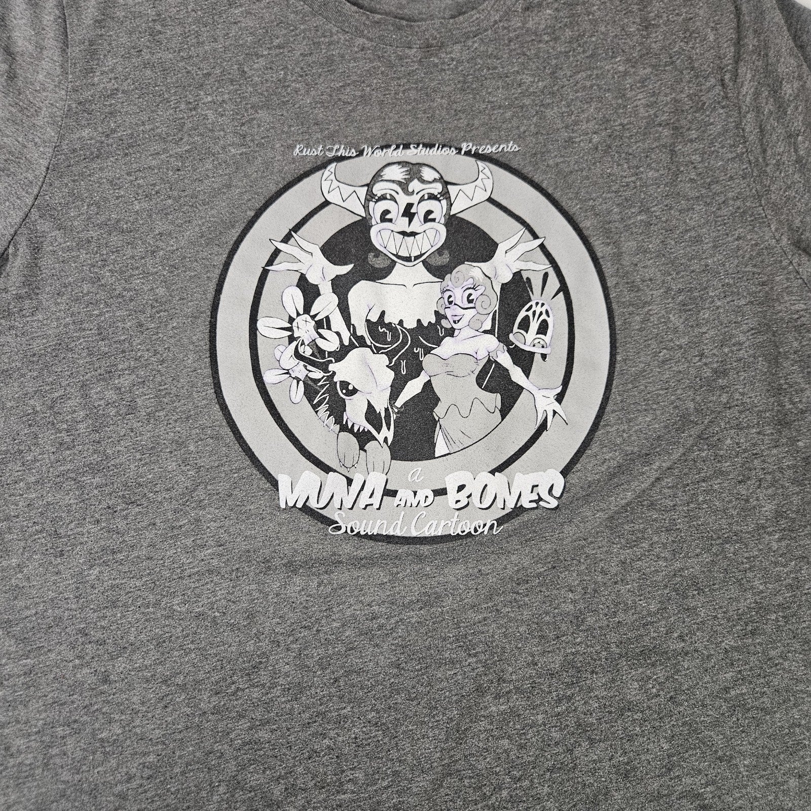 MUNA AD BONES Sound Cartoon Gray Tshirt Graphic Tee Mens 2XL