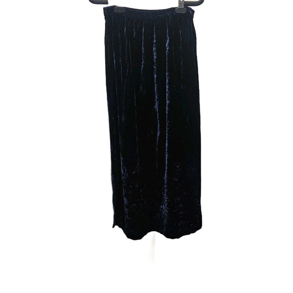 Vtg 90's Women's Velvet Maxi Skirt Navy Blue Small Whimsigoth Gothic Flowy Fairy