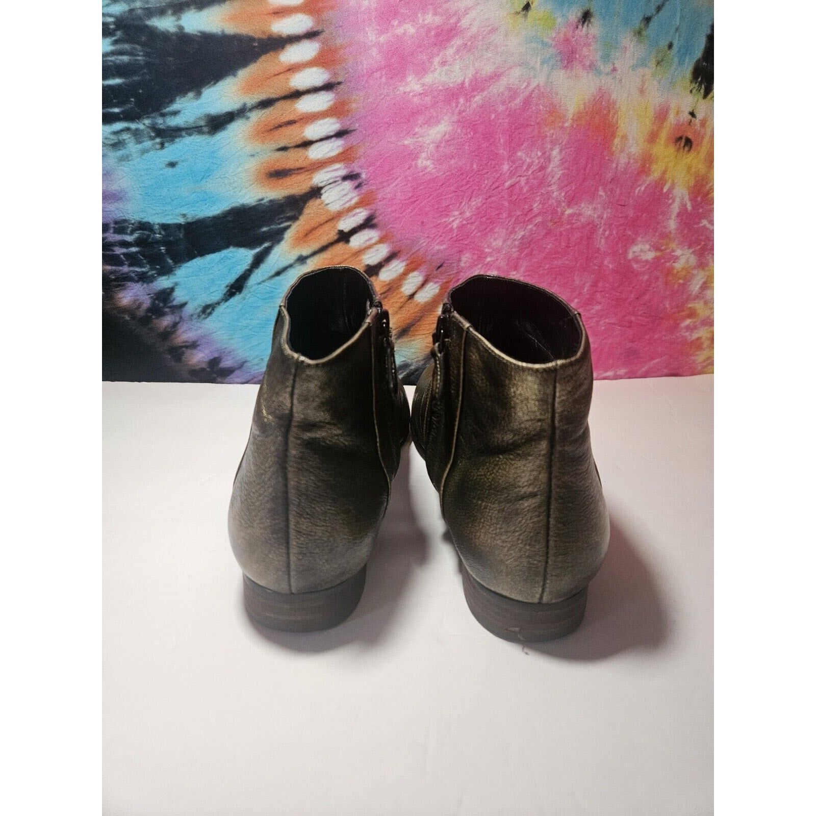 Cole Haan Allen Bootie Zip Ankle Boots Women's 9.5 Black Gold Burnished Metallic