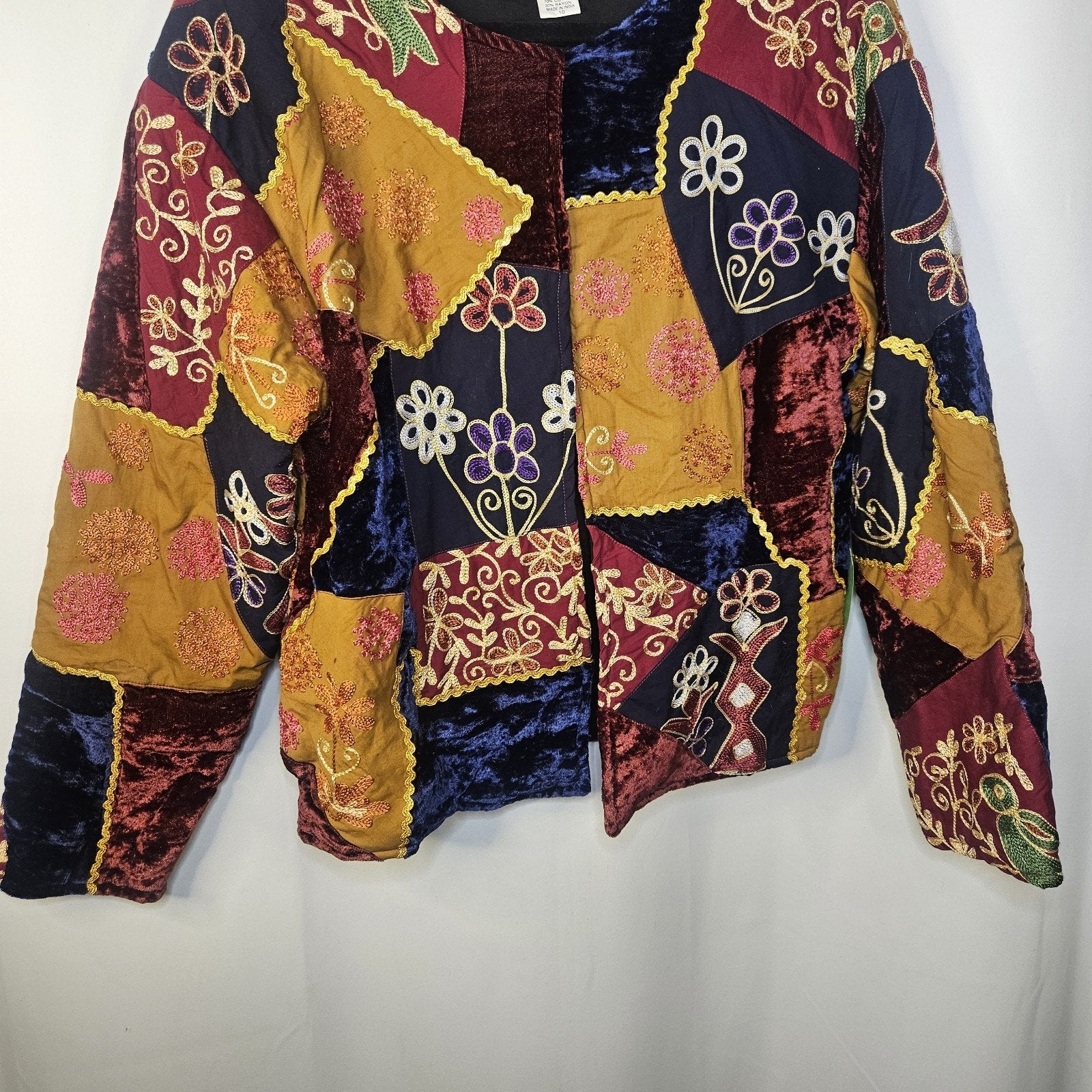 NTW Wilroy Limited Edition Vtg Multicolor Patchwork Embellished Jacket Coat 10