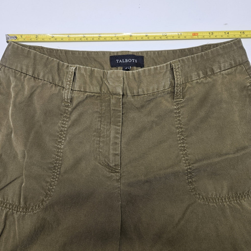 TALBOTS Olive Green Straight Leg Crop Pants size 4 Womens Casual Army Green