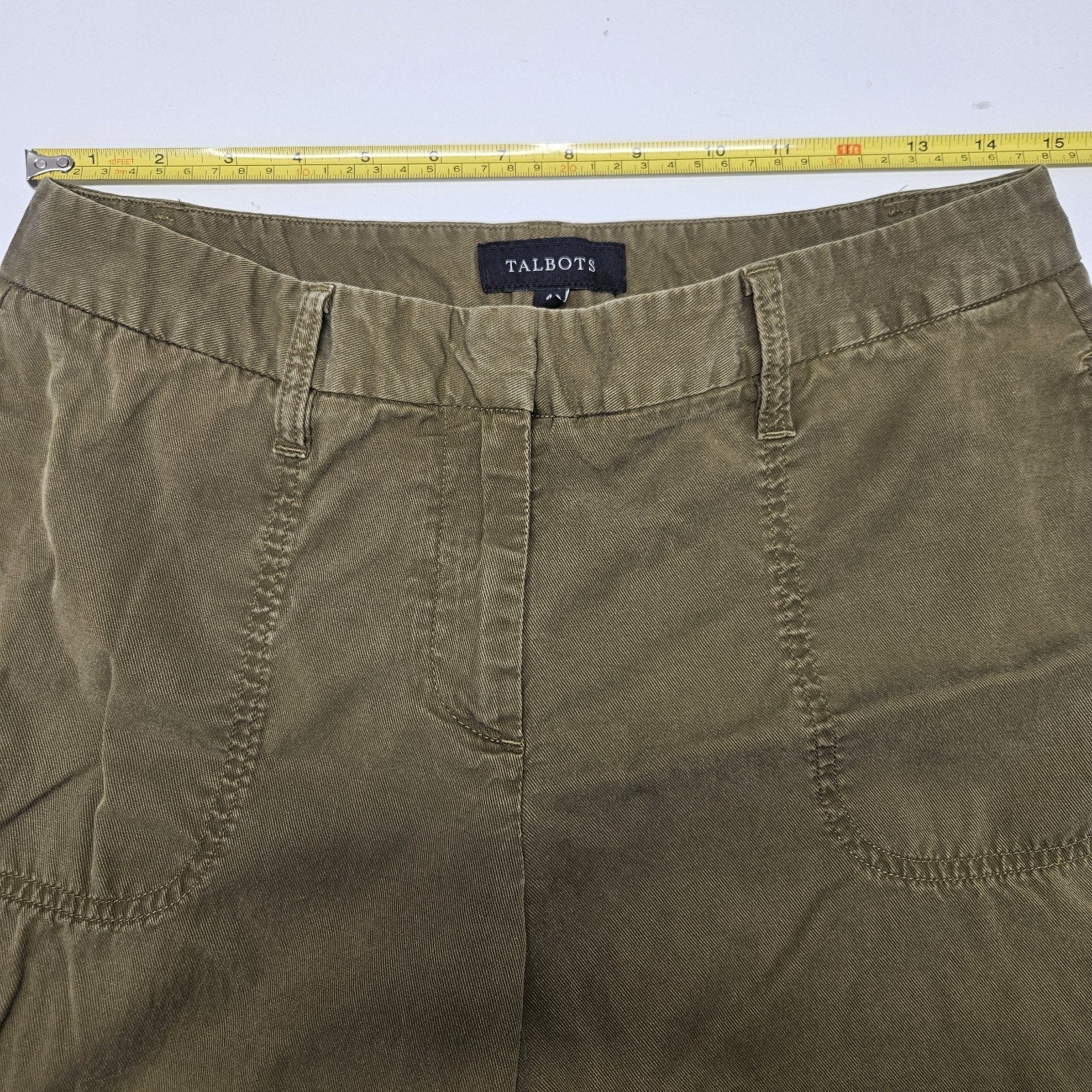 TALBOTS Olive Green Straight Leg Crop Pants size 4 Womens Casual Army Green