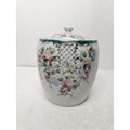 Vintage LJ Japan Ginger Jar Style Vase Art Nouveau Floral Gold Accents 4.5" Tall