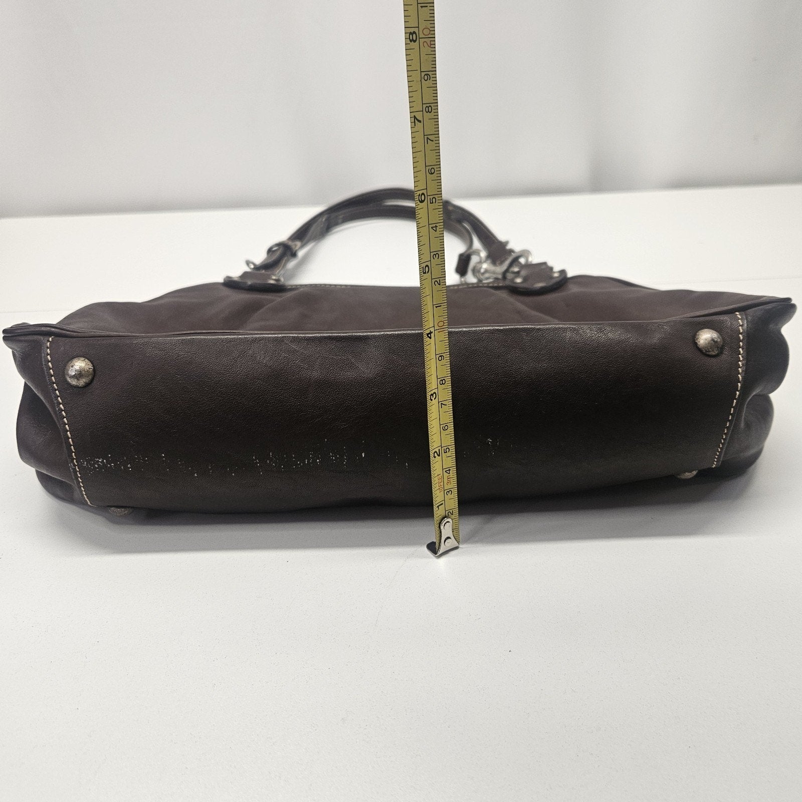 Vintage Leather Bag Dimoni Chocolate Brown Shoulder Handbag Satchel Purse